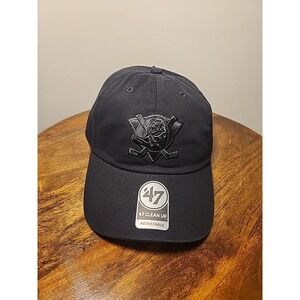 Anaheim Ducks NHL '47 Brand Clean Up Black Adjustable Strapback Hat Cap NWT